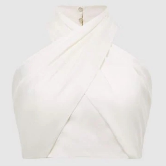 Reiss White Halter Crop Top - Picture 1 of 11